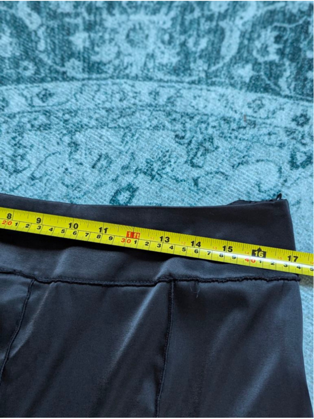 Vtg Nira Nira Black Satin Car Wash Panel Midi Skirt Sz 10 90s Goth Witchy - Picture 14 of 15